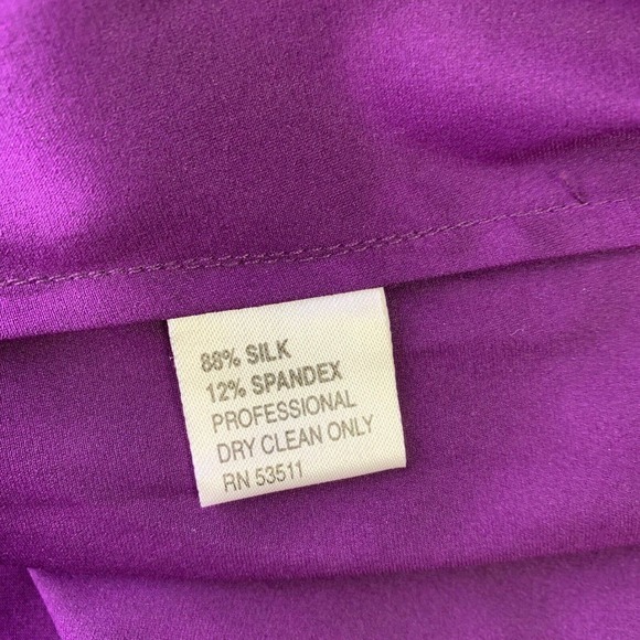 VINTAGE Y2K Silk Satin Button Up Shirt Kenar Purple NWT Sz 2 Small - Picture 6 of 8